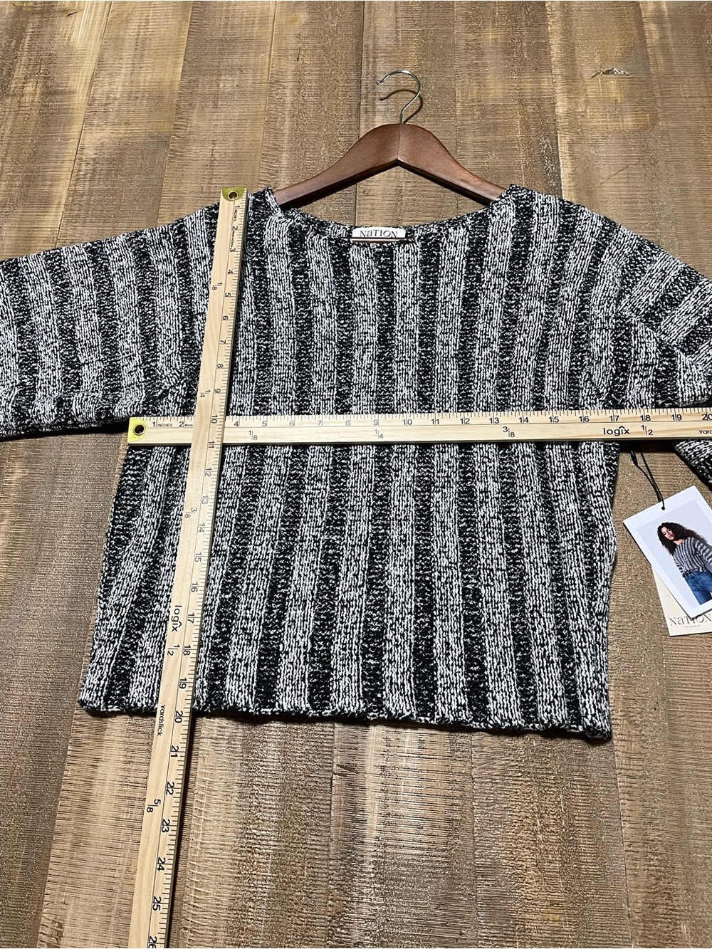 Nation LTD  Ronan Striped Black & White Knit Sweater NEW - Picture 7 of 7